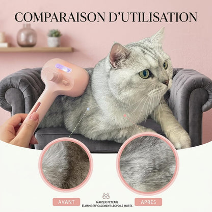 Modèle rose de la brosse vapeur RonWouf Brush pour chats à poils longs